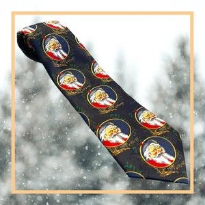 SANTA CLAUS Tie by Jingle Bells ~ MERRY CHRISTMAS Keith Daniels Design BLUE *NWT